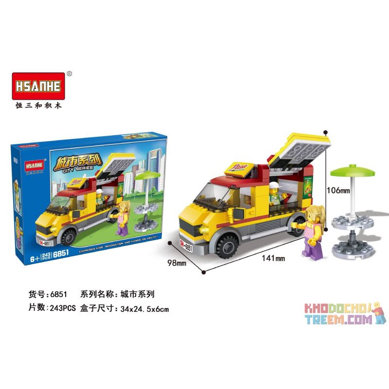 NOT Lego PIZZA VAN 60150 HSANHE 6851 Bela Lari 10648 xếp lắp ráp ghép mô hình PIZZA VAN VÂN XE ĐẨY City Thành Phố 249 khối