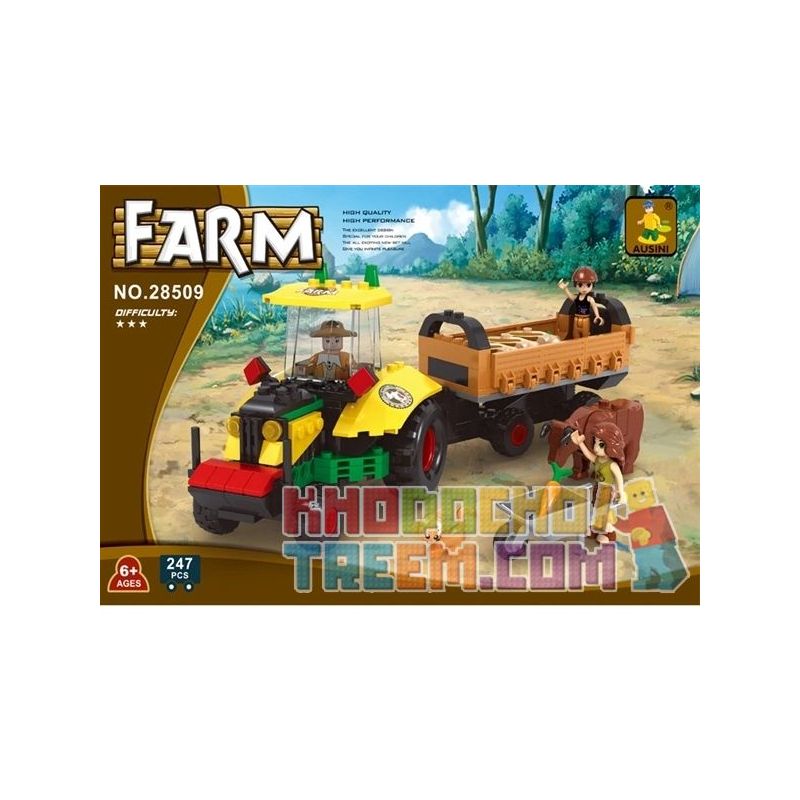 NOT Lego PIG FARM & TRACTOR 7684 AUSINI 28509 xếp lắp ráp ghép mô hình TRẠI LỢN & MÁY KÉO TRANG City Thành Phố 256 khối