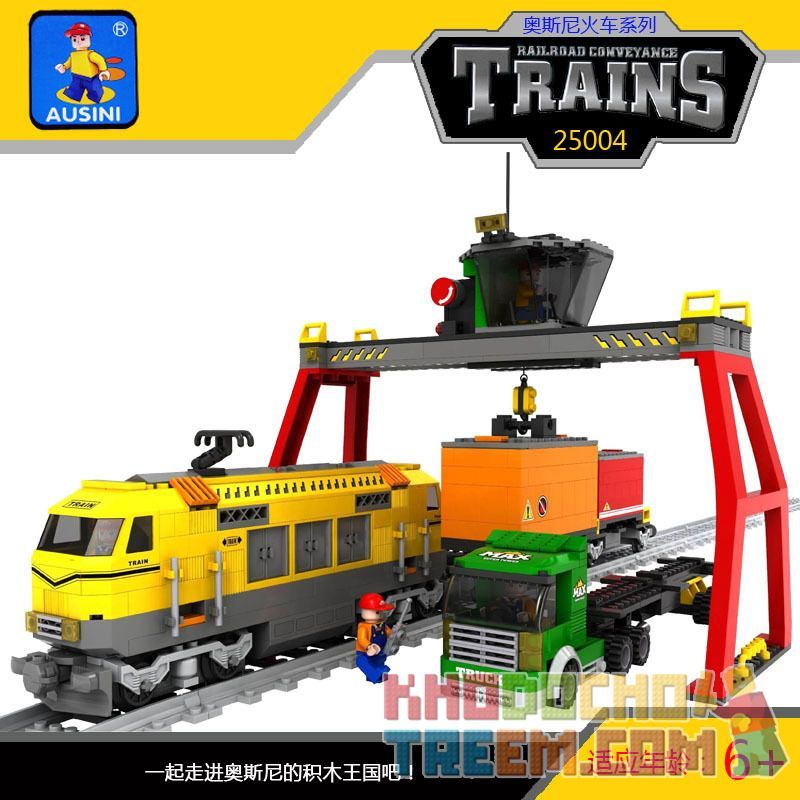 NOT Lego CARGO TRAIN 7939 AUSINI 25004 xếp lắp ráp ghép mô hình TÀU CHỞ HÀNG City Thành Phố 839 khối