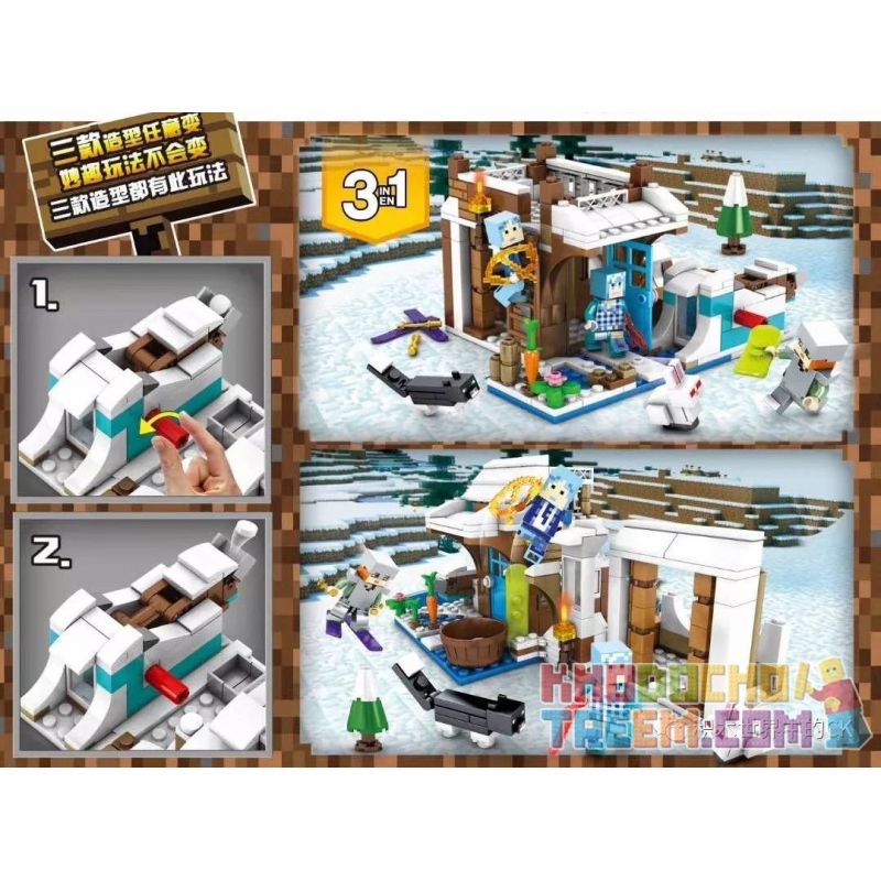SHENG YUAN SY SY1193 1193 non Lego JIAN DONG BA TRONG MỘT bộ đồ chơi xếp lắp ráp ghép mô hình Minecraft MY WORLD Game Xây Dựng 346 khối
