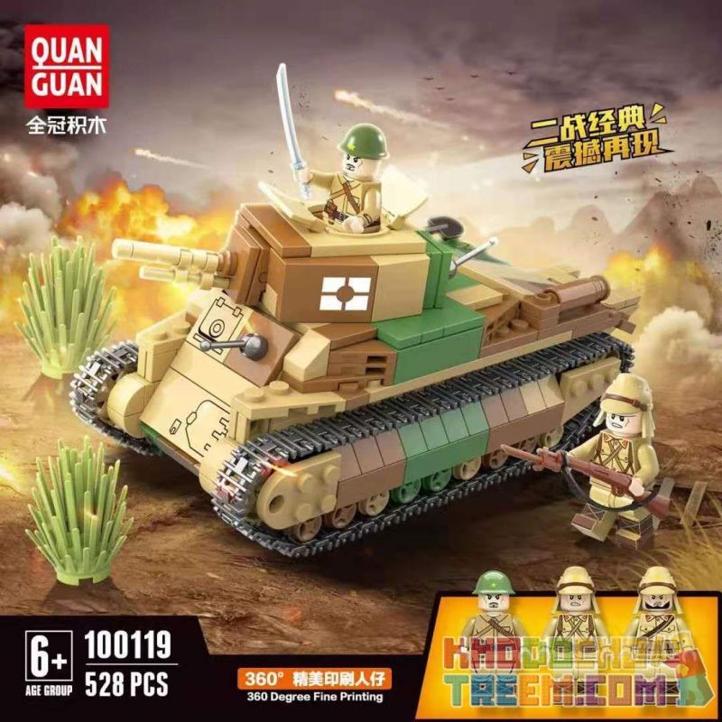 QuanGuan 100119 Quan Guan 100119 non Lego TĂNG HẠNG TRUNG KIỂU 89 bộ đồ chơi xếp lắp ráp ghép mô hình Military Army TYPE 89 I-GO Quân Sự Bộ Đội 528 khối