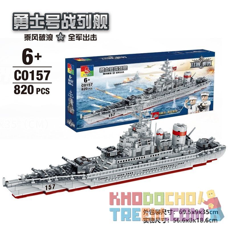 WOMA C0156 0156 non Lego CHIẾN BINH TÀU CHIẾN bộ đồ chơi xếp lắp ráp ghép mô hình Battle Ship 820 khối