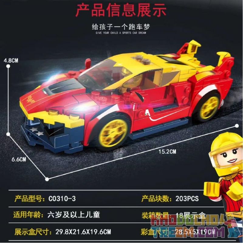 WOMA C0310-1 0310-1 C0310-2 0310-2 C0310-3 0310-3 C0310-4 0310-4 non  4 XE ĐUA MÀU SIÊU ANH HÙNG bộ đồ chơi xếp lắp ráp ghép mô hình Speed Champions Racing Cars SUPER THUNDERING Đua Xe Công Thức 803 khối