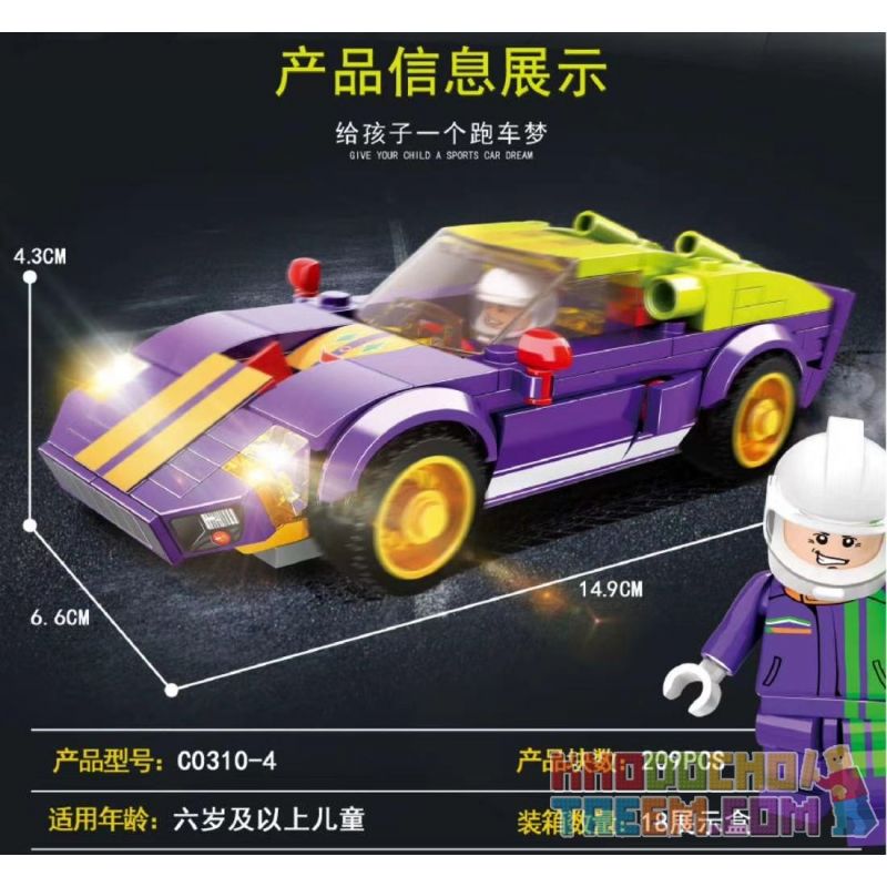 WOMA C0310-1 0310-1 C0310-2 0310-2 C0310-3 0310-3 C0310-4 0310-4 non  4 XE ĐUA MÀU SIÊU ANH HÙNG bộ đồ chơi xếp lắp ráp ghép mô hình Speed Champions Racing Cars SUPER THUNDERING Đua Xe Công Thức 803 khối