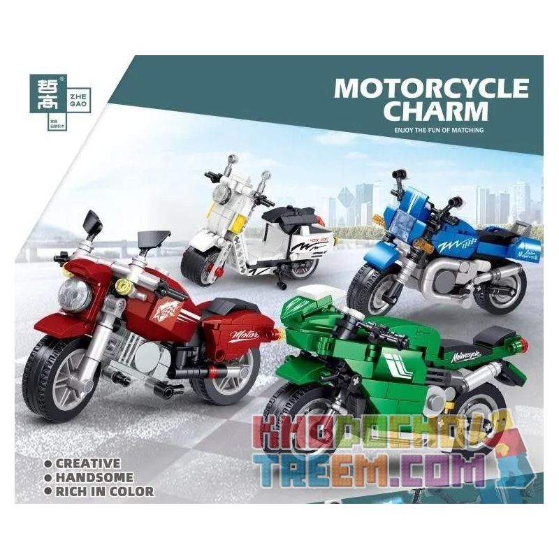 ZHEGAO QL0725 0725 QL0726 0726 QL0727 0727 QL0728 0728 non  MÔ TÔ 4 LOẠI TỐC ĐỘ GIÓ LINGQI HARLEY ĐIỆN XIAOZHE bộ đồ chơi xếp lắp ráp ghép mô hình Speed Champions Racing Cars MOTORCYCLE Đua Xe Công Thức 896 khối