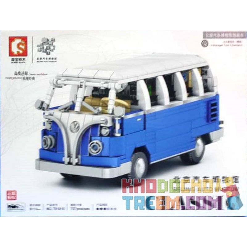 SEMBO 701810 non Lego VOLKSWAGEN T1. bộ đồ chơi xếp lắp ráp ghép mô hình Creator BEIJING AUTO MUSEUM Sáng Tạo 707 khối