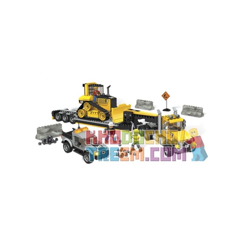 MEGA BLOKS 97800 97829 non Lego PHƯƠNG TIỆN VẬN TẢI HẠNG NẶNG CAT bộ đồ chơi xếp lắp ráp ghép mô hình City CAT HEAVY-DUTY TRANSPORTER Thành Phố 778 khối