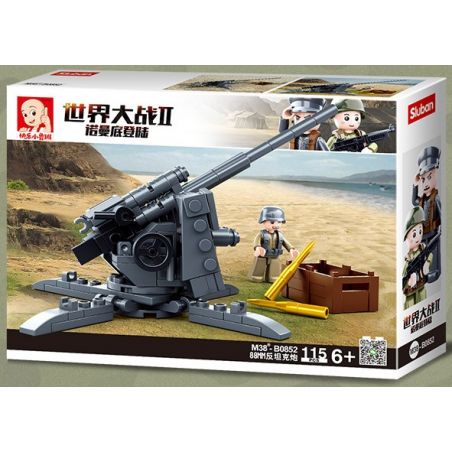 SLUBAN M38-B0852 B0852 0852 M38B0852 38-B0852 non  SÚNG CHỐNG TĂNG 88MM CỦA ĐỨC bộ đồ chơi xếp lắp ráp ghép mô hình Military Army Quân Sự Bộ Đội 115 khối