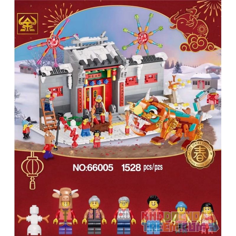 NOT Lego STORY OF NIAN 80106 TAURUS 66005 xếp lắp ráp ghép mô hình CÂU CHUYỆN CỦA NIAN NIÊN Seasonal Mùa Lễ Hội 1067 khối