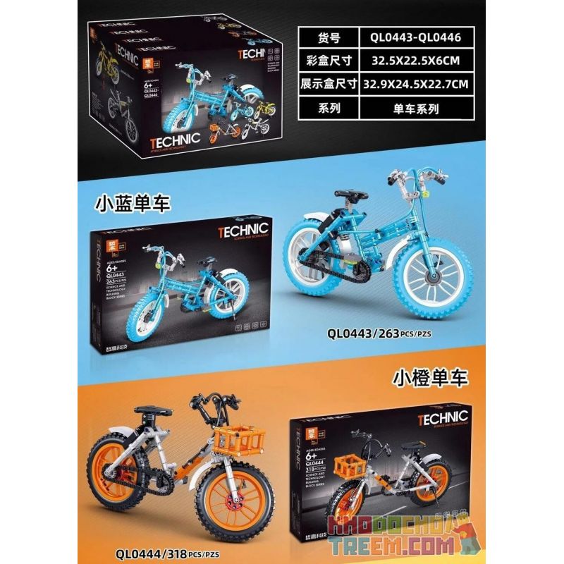 ZHEGAO QL0443 0443 QL0444 0444 QL0445 0445 QL0446 0446 non  XE ĐẠP CHIA SẺ 4 LOẠI NHỎ MÀU XANH CAM VÀNG TRẮNG bộ đồ chơi xếp lắp ráp ghép mô hình  Kỹ Thuật Công Nghệ Cao Mô Hình Phương Tiện 1035 khối