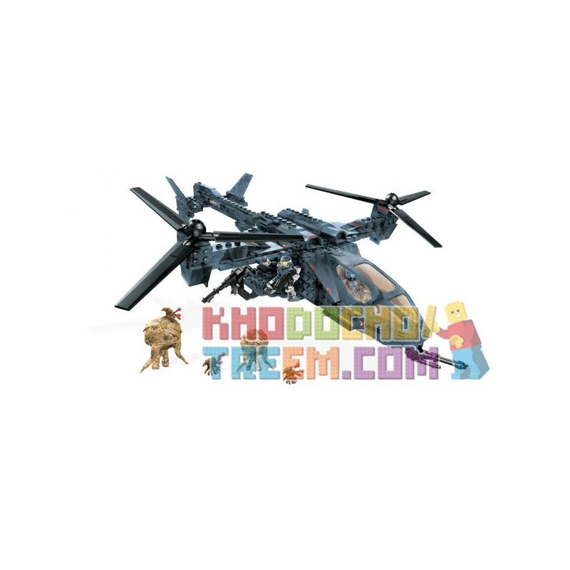 MEGA BLOKS 97173 non Lego TRỰC THĂNG HONGMO FALCON bộ đồ chơi xếp lắp ráp ghép mô hình Computer Games FLOOD HUNTER'S UNSC FALCON Trò Chơi 460 khối