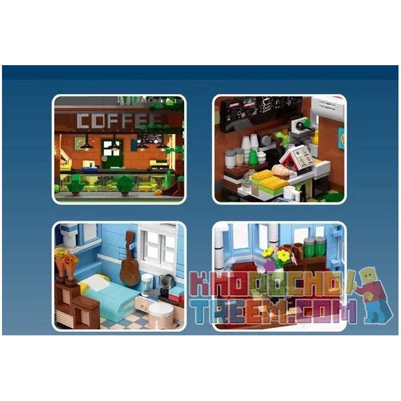 MouldKing 16004 Mould King 16004 non  QUÁN CÀ PHÊ bộ đồ chơi xếp lắp ráp ghép mô hình Modular Buildings THE CAFE Mô Hình Nhà Cửa 3430 khối