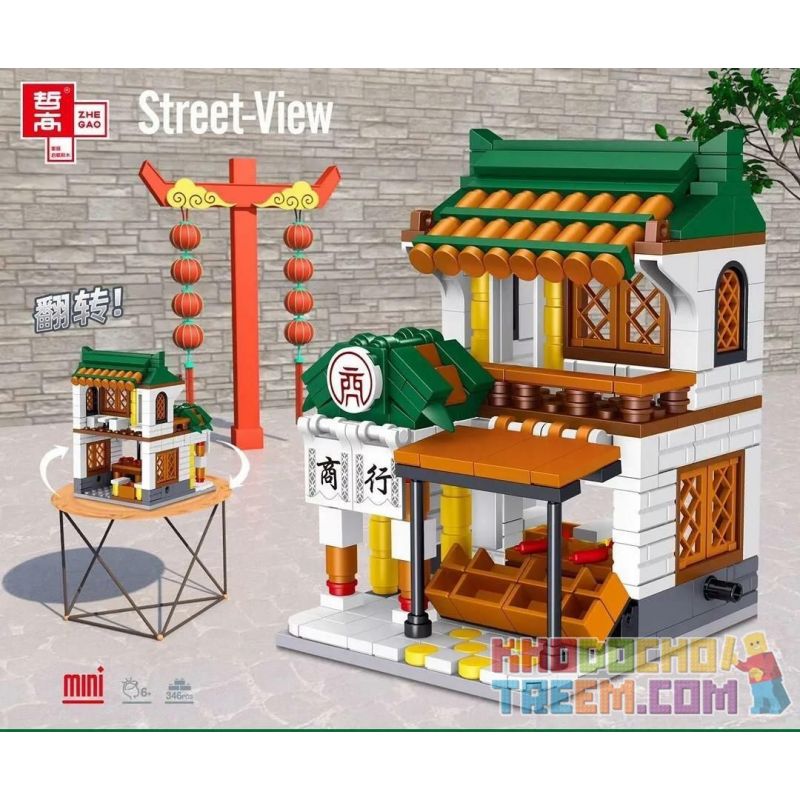 ZHEGAO 00826 00827 00828 00829 00830 00825 non  CHẾ ĐỘ XEM PHỐ TRUNG QUỐC 6 KIỂU bộ đồ chơi xếp lắp ráp ghép mô hình Chinatown STREET VIEW Khu Phố Tàu 2078 khối