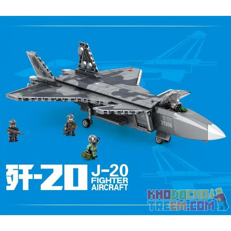 SEMBO 202128 non Lego MÁY BAY CHIẾN ĐẤU TÀNG HÌNH J-20 bộ đồ chơi xếp lắp ráp ghép mô hình Sky Wars J-20 FIGHTER AIRCRAFT Không Chiến 775 khối