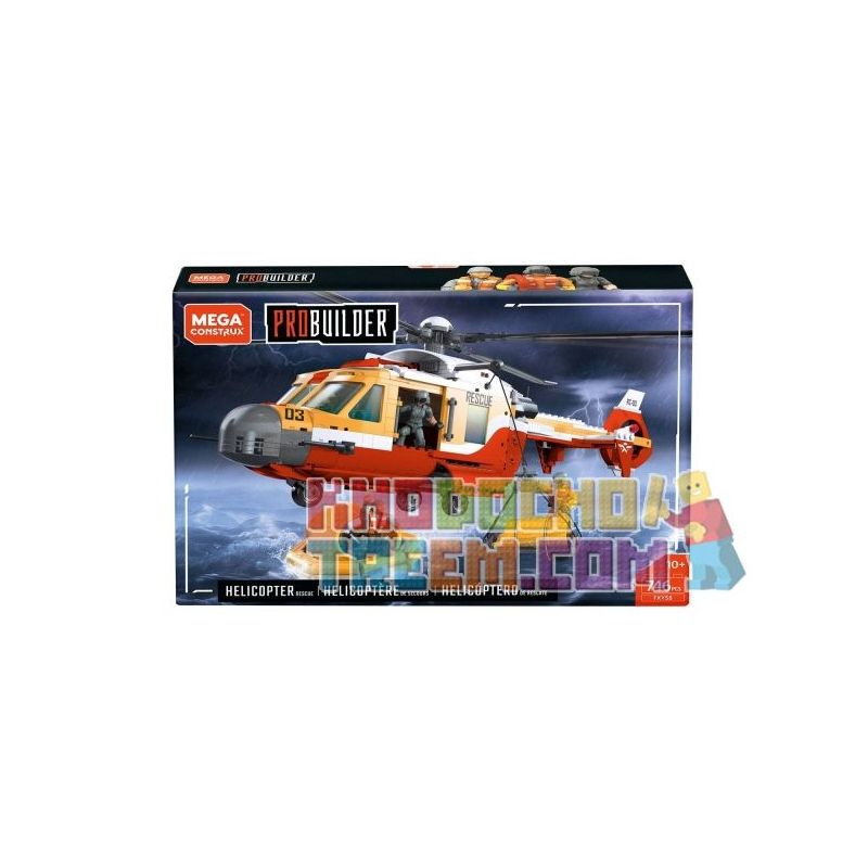 MEGA BLOKS FXY58 non Lego TRỰC THĂNG CỨU HỘ BỜ BIỂN bộ đồ chơi xếp lắp ráp ghép mô hình City COAST GUARD HELICOPTER RESCUE Thành Phố 746 khối