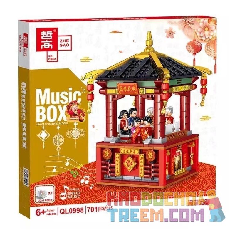 ZHEGAO QL0998 0998 non Lego HỌP MẶT GIA ĐÌNH bộ đồ chơi xếp lắp ráp ghép mô hình Creator MUSIC BOX Sáng Tạo 701 khối