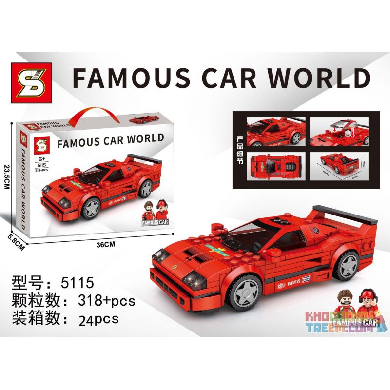 SEMBO 607330 SHENG YUAN SY 5115 non Lego FERRARI F40. bộ đồ chơi xếp lắp ráp ghép mô hình Racers FAMOUS CAR WORLD Đua Tốc Độ 318 khối