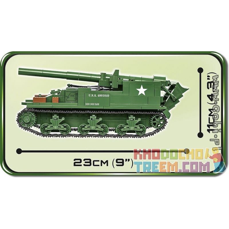 COBI 2531 non  XE PHÁO DI ĐỘNG M12 bộ đồ chơi xếp lắp ráp ghép mô hình Military Army M12 GUN MOTOR CARRIAGE Quân Sự Bộ Đội 560 khối