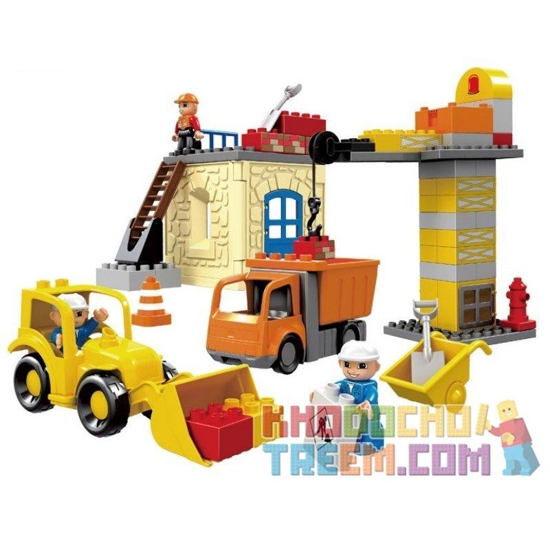 NOT Lego Duplo DUPLO 4988 Construction Site, HYSTOYS HONGYUANSHENG AOLEDUOTOYS  HG-1274 1274 HG1274 Xếp hình công trường xây dựn