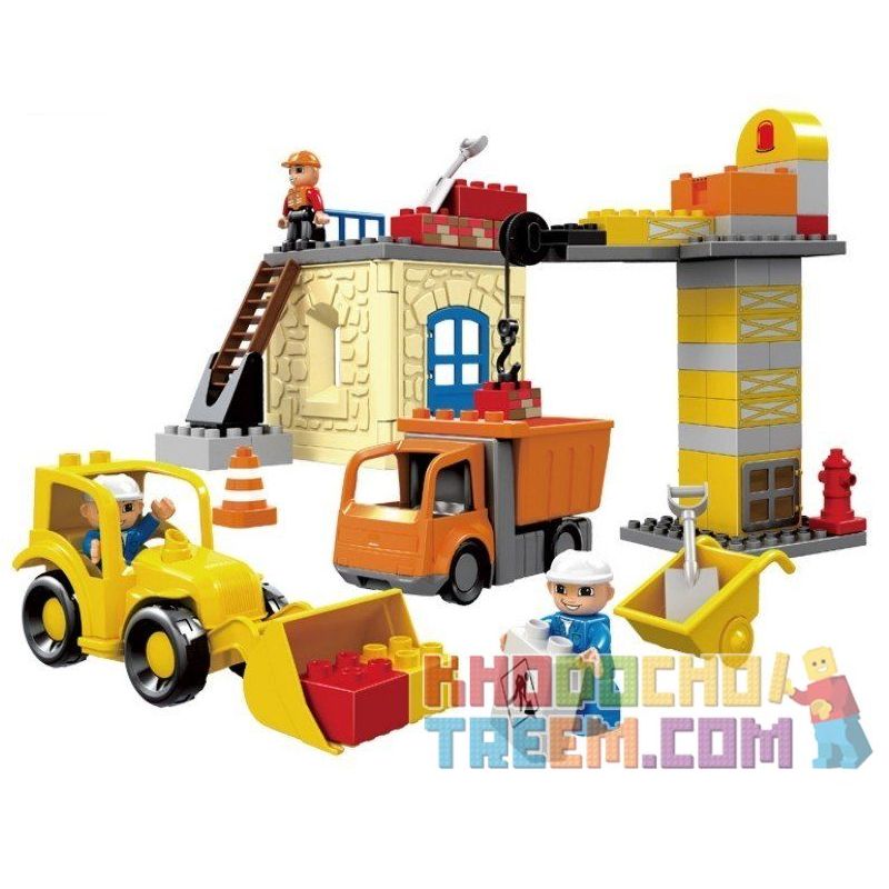 NOT LEGO Duplo 4988 Construction Site, Hystoys HongYuanSheng Aoleduotoys HG-1274 Xếp hình công trường xây dựng 84 khối NOT LEGO Duplo 4988 Construction Site, Hystoys HongYuanSheng Aoleduotoys HG-1274 Xếp hình công trường xây dựng 84 khối