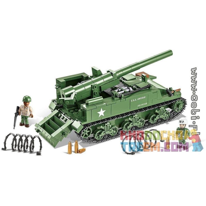 COBI 2531 non  XE PHÁO DI ĐỘNG M12 bộ đồ chơi xếp lắp ráp ghép mô hình Military Army M12 GUN MOTOR CARRIAGE Quân Sự Bộ Đội 560 khối
