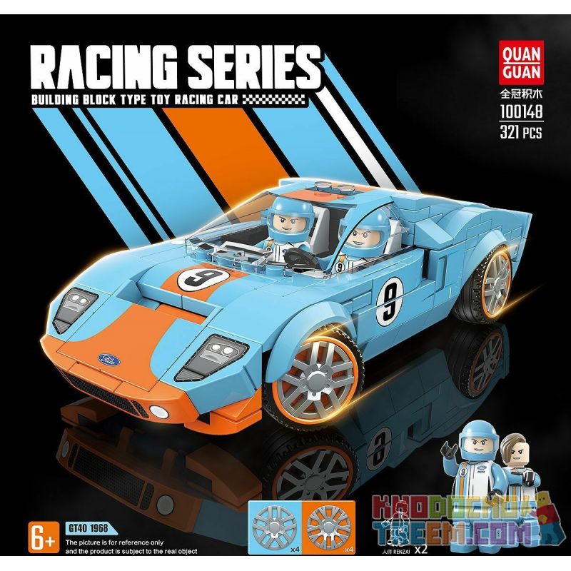 QuanGuan 100148 Quan Guan 100148 non Lego FORD GT40 1968. bộ đồ chơi xếp lắp ráp ghép mô hình Racers RACING Đua Tốc Độ 321 khối