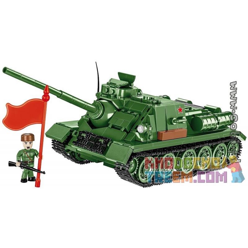 COBI CHARACTER BUILDING 2541 COBI-2541 COBI2541 non  PHÁO CHỐNG TĂNG TỰ HÀNH SU-100 bộ đồ chơi xếp lắp ráp ghép mô hình Military Army Quân Sự Bộ Đội 655 khối