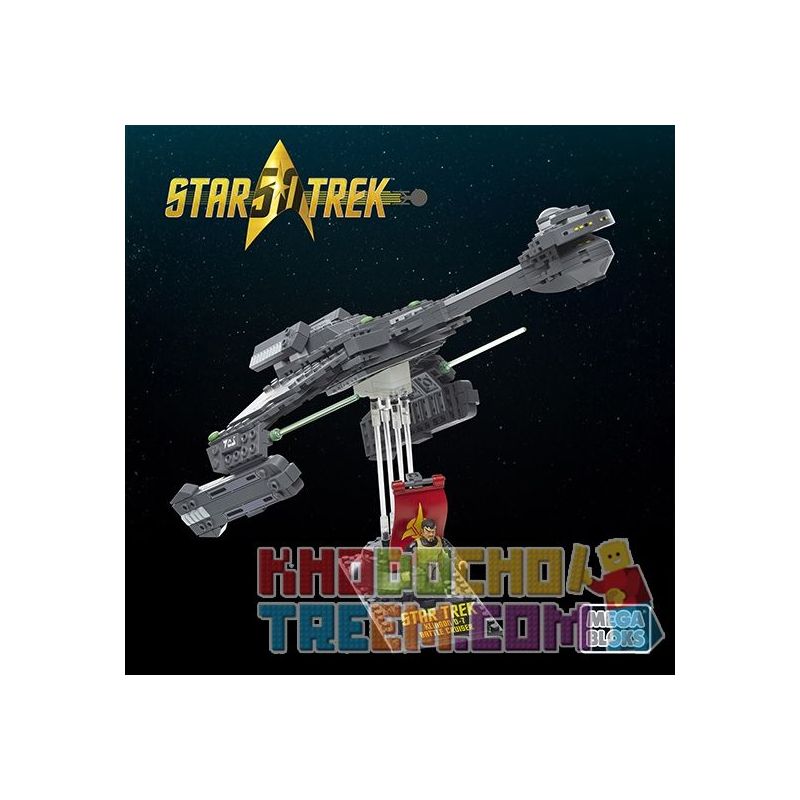 MEGA BLOKS DPH80 non Lego TÀU TUẦN DƯƠNG CHIẾN ĐẤU KLINGON D7 bộ đồ chơi xếp lắp ráp ghép mô hình KLINGON D7 BATTLE CRUISER 351 khối