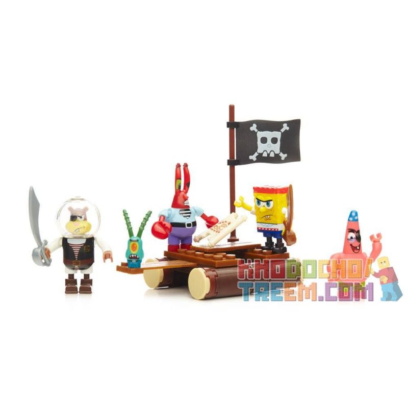 MEGA BLOKS CNH56 non Lego PIRATE PEOPLE. bộ đồ chơi xếp lắp ráp ghép mô hình Spongebob Squarepants PIRATE FIGURE PACK Chú Bọt Biển Tinh Nghịch 60 khối