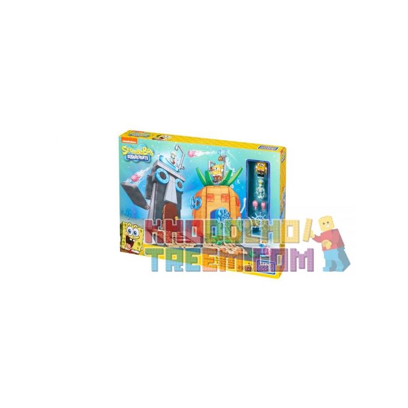 MEGA BLOKS CNF69 non Lego TRẬN CHIẾN ÁC bộ đồ chơi xếp lắp ráp ghép mô hình Spongebob Squarepants BAD NEIGHBORS SET Chú Bọt Biển Tinh Nghịch 498 khối