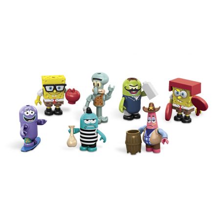 MEGA BLOKS 94600 non  HÌNH HÀNH ĐỘNG THU NHỎ DÒNG 1 bộ đồ chơi xếp lắp ráp ghép mô hình Spongebob Squarepants MICRO ACTION FIGURES SERIES 1 Chú Bọt Biển Tinh Nghịch 10 khối