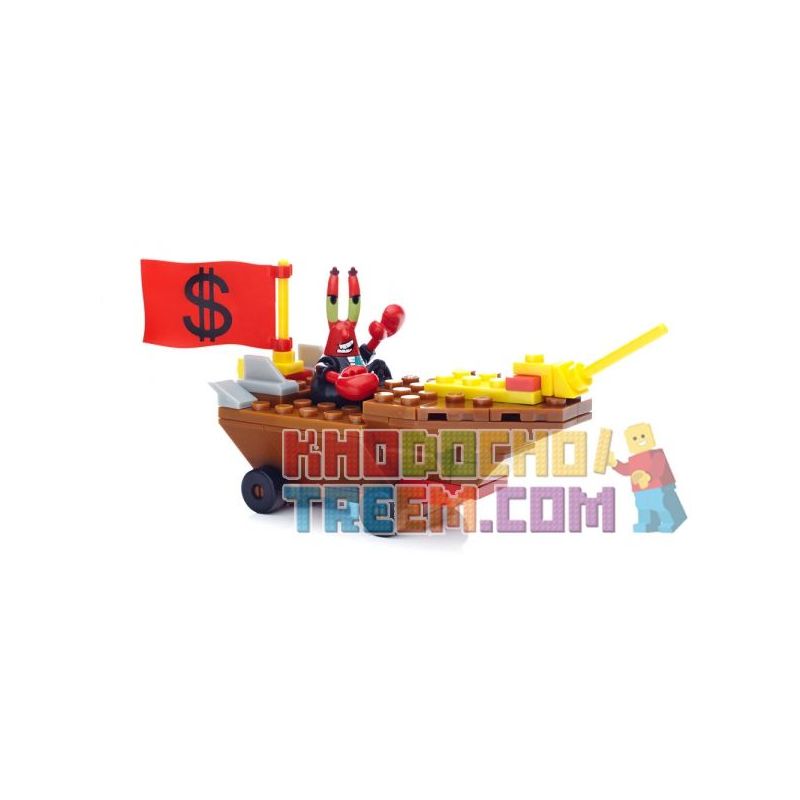 MEGA BLOKS CNP25 CNF31 non Lego CUA CHỦ CUỘC ĐUA bộ đồ chơi xếp lắp ráp ghép mô hình Spongebob Squarepants MR. KRABS RACER Chú Bọt Biển Tinh Nghịch 83 khối