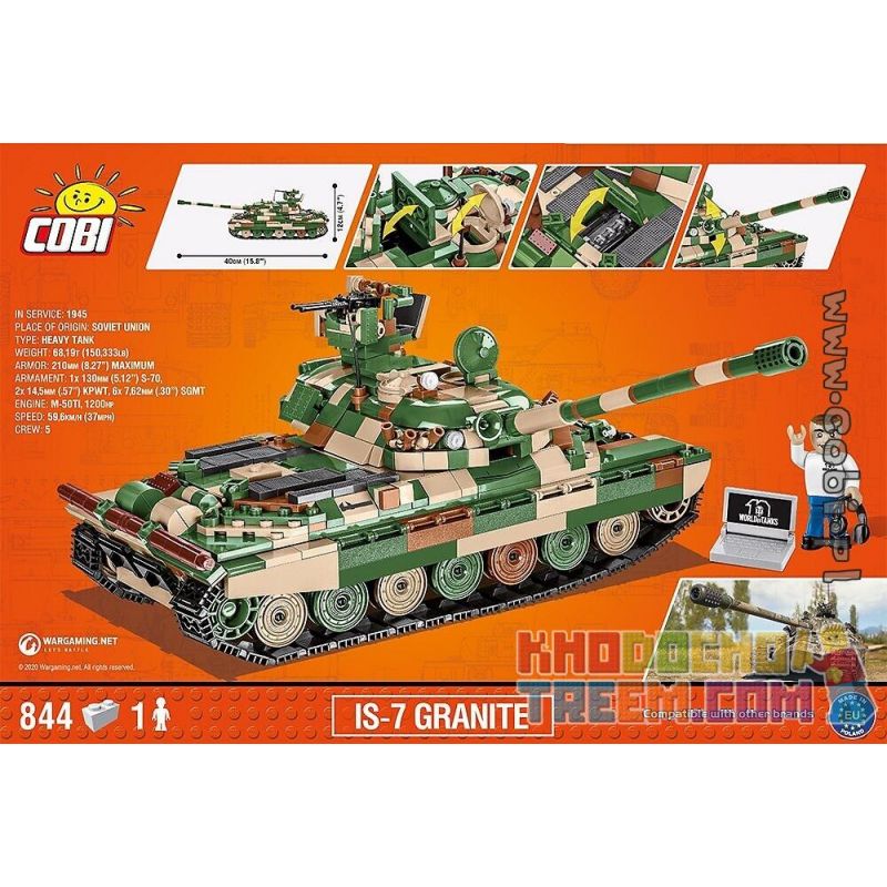 COBI CHARACTER BUILDING COBI-3040 3040 COBI3040 non  XE TĂNG IS-7 bộ đồ chơi xếp lắp ráp ghép mô hình Military Army IS-7 GRANITE Quân Sự Bộ Đội 844 khối