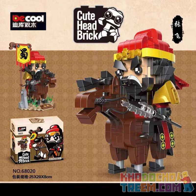 Decool 68020 Jisi 68020 non Lego TAM QUỐC: ZHANG FEI bộ đồ chơi xếp lắp ráp ghép mô hình Brickheadz CUTE HEAD BRICK Nhân Vật Đầu To