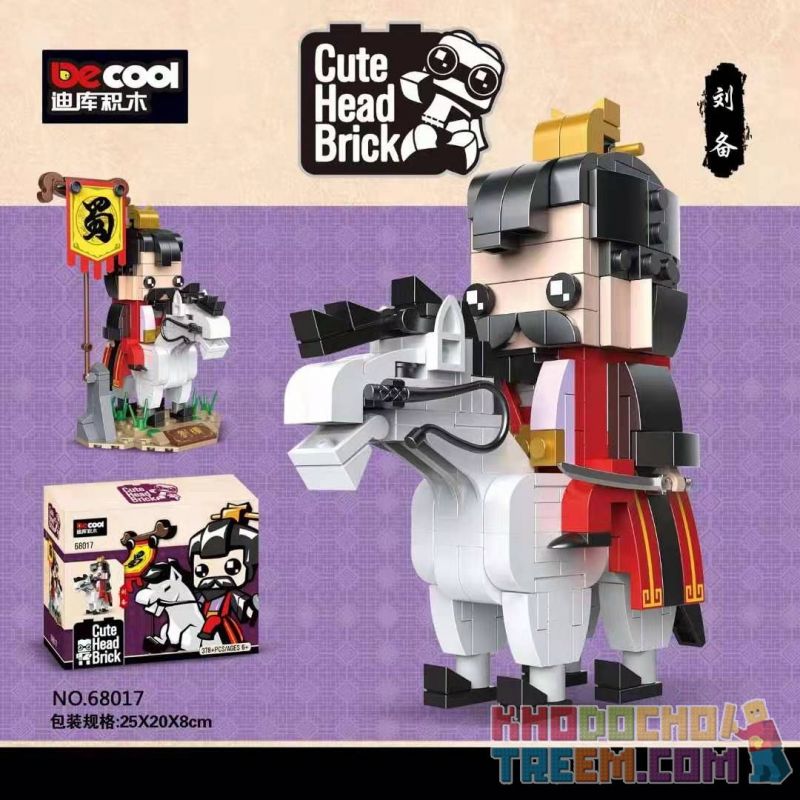 Decool 68017 Jisi 68017 non Lego TAM QUỐC: LIU BEI bộ đồ chơi xếp lắp ráp ghép mô hình Brickheadz CUTE HEAD BRICK Nhân Vật Đầu To 378 khối