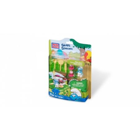 MEGA BLOKS 10737 non  MÀU XANH TINH THẦN bộ đồ chơi xếp lắp ráp ghép mô hình Trolls World Tour BAKER SMURF Cuộc Lưu Diễn Của Các Chú Lùn 21 khối