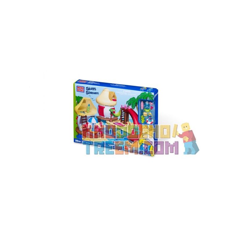 MEGA BLOKS 10755 non Lego BÃI BIỂN BLUE CLOW. bộ đồ chơi xếp lắp ráp ghép mô hình Movie & Game SMURFS BEACH Phim Và Trò Chơi 99 khối