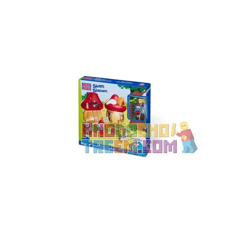 MEGA BLOKS 10752 non Lego NHÀ CỦA CHA XANH bộ đồ chơi xếp lắp ráp ghép mô hình Movie & Game PAPA SMURF'S HOUSE Phim Và Trò Chơi 47 khối