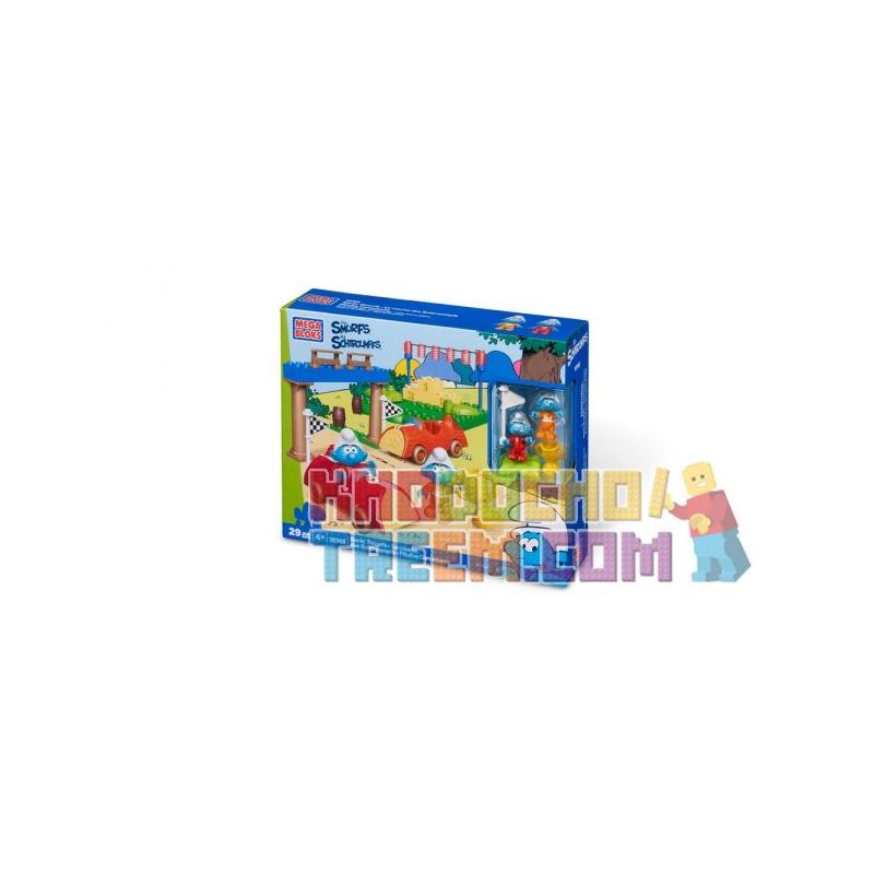 MEGA BLOKS 10745 non Lego BLUE SPIRIT CAR. bộ đồ chơi xếp lắp ráp ghép mô hình Movie & Game RACIN' SMURFS Phim Và Trò Chơi 29 khối