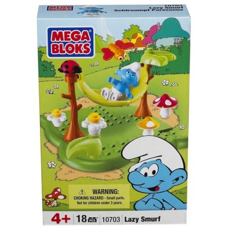 MEGA BLOKS 10703 non  LAZY BLUE SPIRIT. bộ đồ chơi xếp lắp ráp ghép mô hình Trolls World Tour LAZY SMURF Cuộc Lưu Diễn Của Các Chú Lùn 18 khối