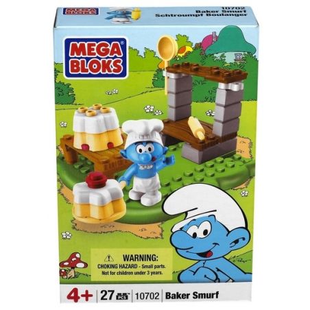 MEGA BLOKS 10702 non  MÀU XANH TINH THẦN bộ đồ chơi xếp lắp ráp ghép mô hình Trolls World Tour BAKER SMURF Cuộc Lưu Diễn Của Các Chú Lùn 27 khối
