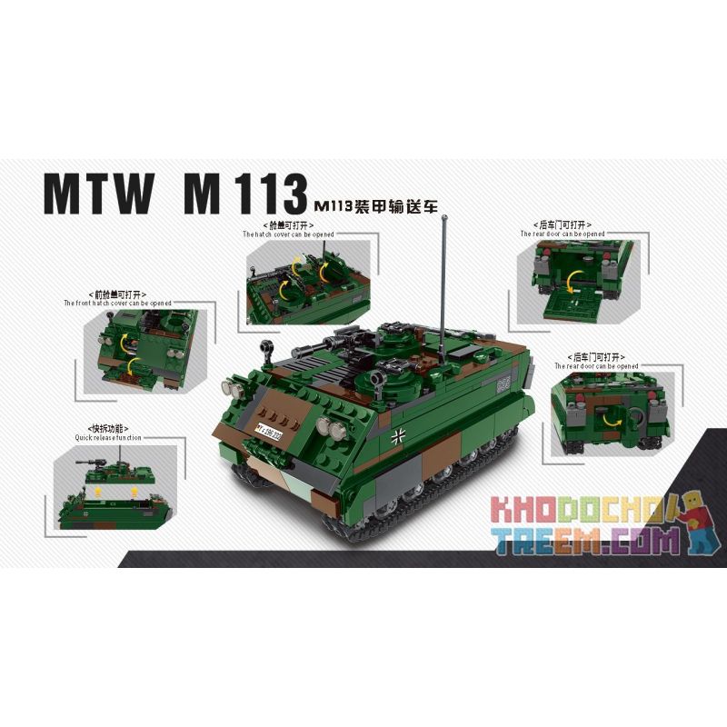 XINGBAO XB-06050 06050 XB06050 non  XE VẬN CHUYỂN BỌC THÉP M113 bộ đồ chơi xếp lắp ráp ghép mô hình Military Army MTW 113 Quân Sự Bộ Đội 735 khối