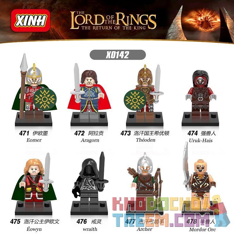 XINH X0142 0142 471 472 473 474 475 476 477 478 non Lego HÀNG TRĂM NGƯỜI 8 ĐỀ CẬP ĐẾN CHIẾC NHẪN KING TRỞ VỀ bộ đồ chơi xếp lắp ráp ghép mô hình The Lord Of The Rings THE LORD OF RINGS RETURN KING Chúa Nhẫn