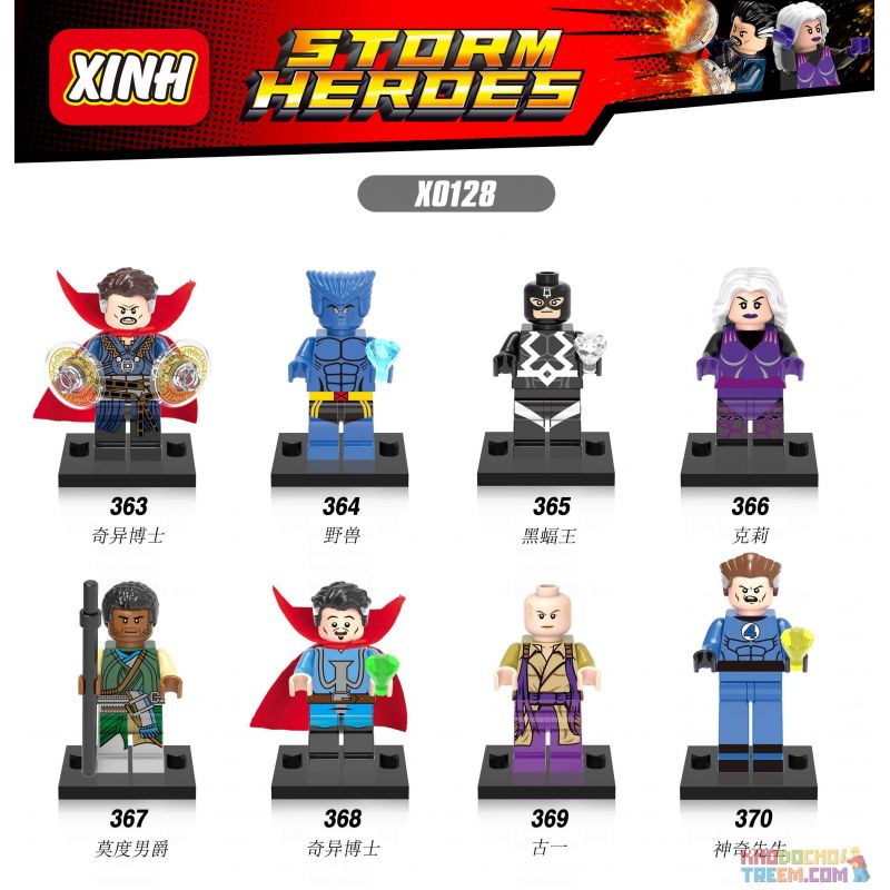 XINH X0128 0128 363 364 365 366 367 368 369 370 non Lego HÀNG TRĂM NGƯỜI 8 SIÊU ANH HÙNG bộ đồ chơi xếp lắp ráp ghép mô hình Marvel Super Heroes STORM HEROES Siêu Anh Hùng Marvel