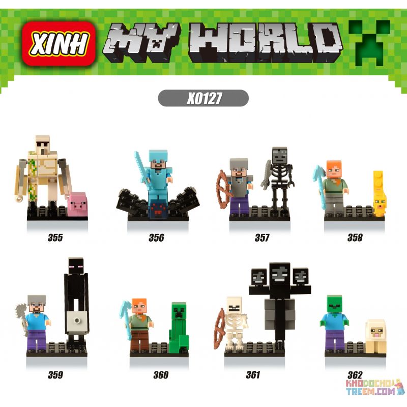 XINH X0127 0127 355 356 357 358 359 360 361 362 non Lego HÀNG TRĂM NGƯỜI 8 THẾ GIỚI CỦA TÔI bộ đồ chơi xếp lắp ráp ghép mô hình Minecraft MINE WORLD Game Xây Dựng