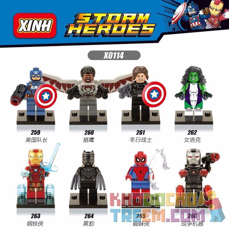 XINH X0114 0114 259 260 261 262 263 264 265 266 non Lego HÀNG TRĂM NGƯỜI 8 SIÊU ANH HÙNG bộ đồ chơi xếp lắp ráp ghép mô hình Marvel Super Heroes STORM HEROES Siêu Anh Hùng Marvel