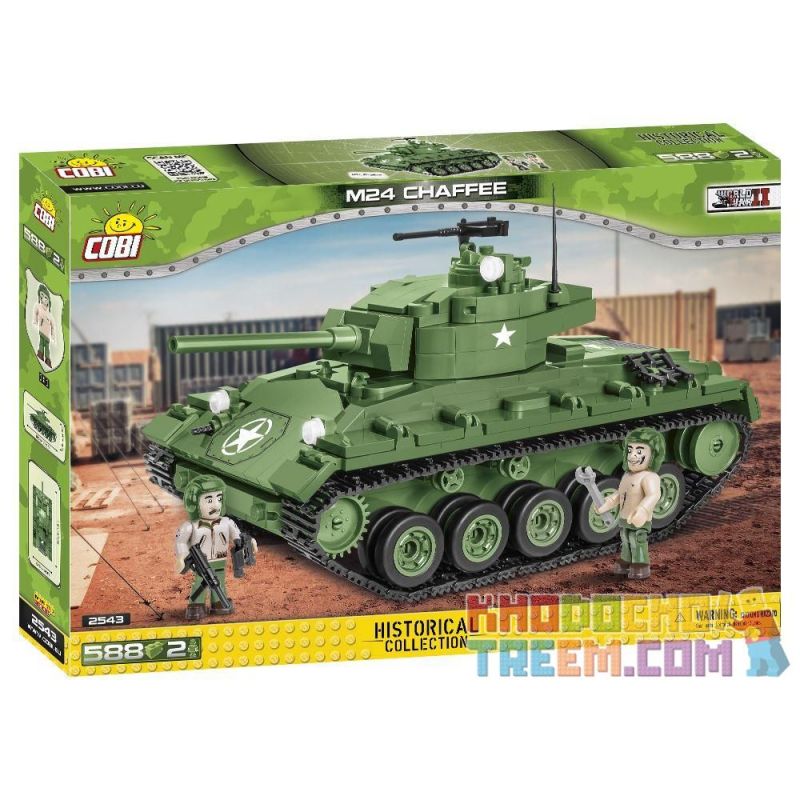 COBI CHARACTER BUILDING 2543 COBI-2543 COBI2543 non Lego M24 XIAFEI TANK. bộ đồ chơi xếp lắp ráp ghép mô hình Military Army M24 CHAFFEE Quân Sự Bộ Đội 588 khối