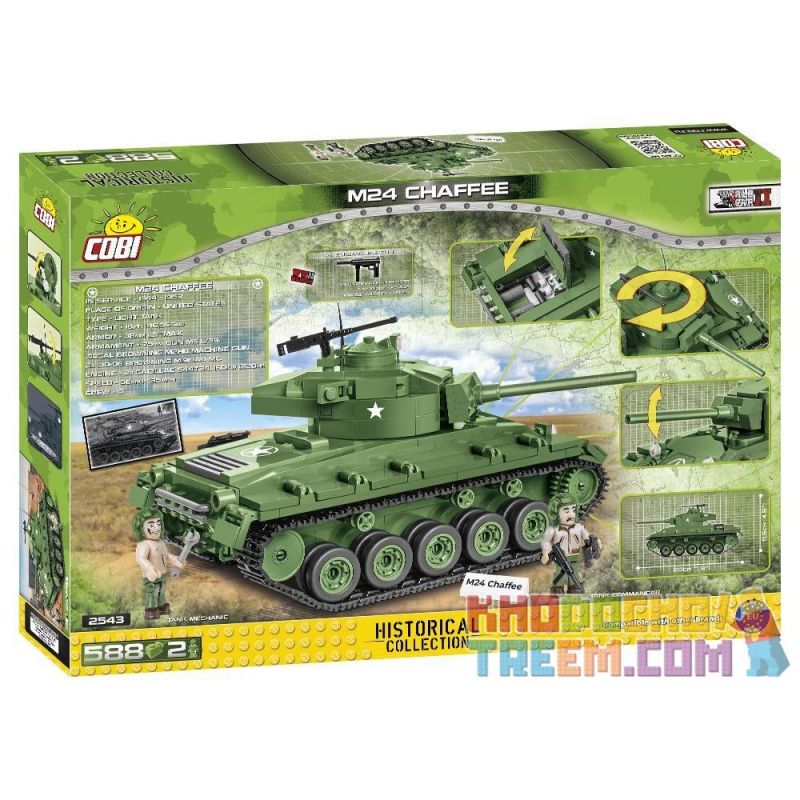 COBI CHARACTER BUILDING 2543 COBI-2543 COBI2543 non  M24 XIAFEI TANK. bộ đồ chơi xếp lắp ráp ghép mô hình Military Army M24 CHAFFEE Quân Sự Bộ Đội 588 khối