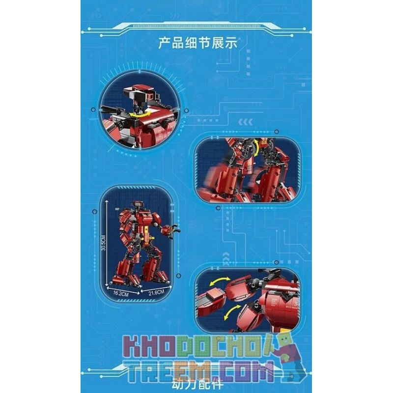MouldKing 15038 Mould King 15038 non  ROBOT ĐỎ bộ đồ chơi xếp lắp ráp ghép mô hình MK CRIMSON ROBOT 636 khối