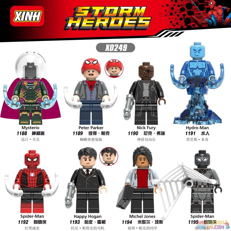 XINH X0249 0249 1188 1189 1190 1191 1192 1193 1194 1195 non Lego HÀNG TRĂM NGƯỜI 8 NHỆN bộ đồ chơi xếp lắp ráp ghép mô hình Spider-Man STORM HEROES Người Nhện
